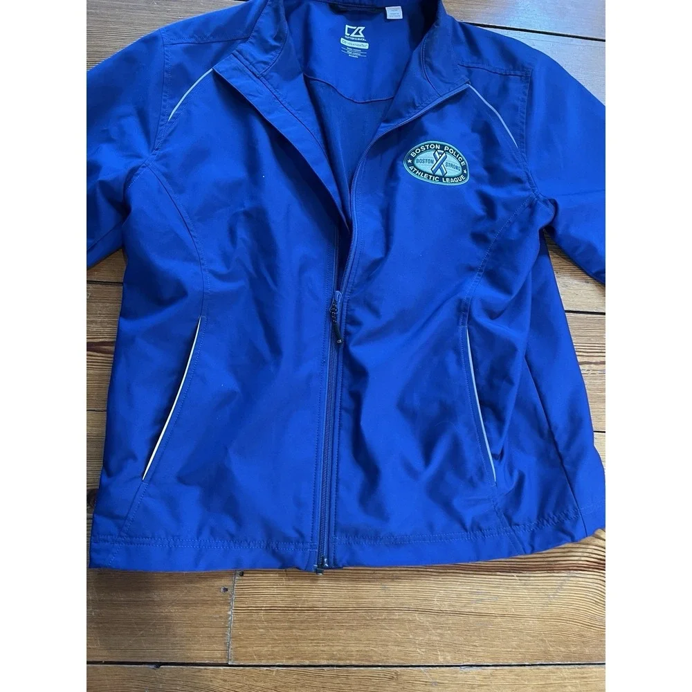 Boston Strong Police Athletic League Windbreaker‎ jacket Men M, Cutter Buck Blue